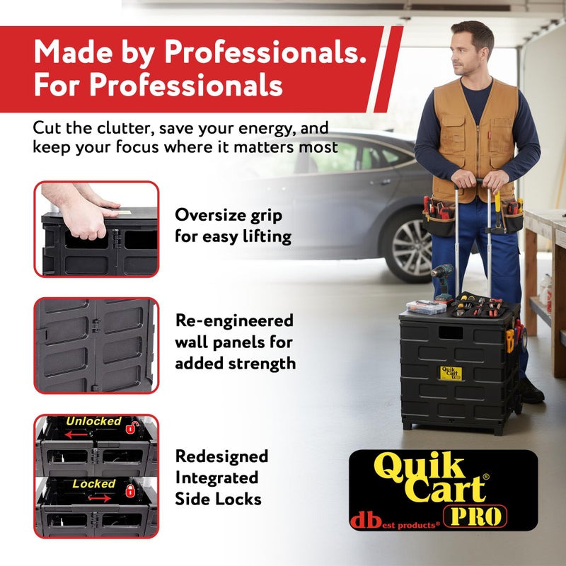 dbest products عربة dbest Quik Cart Pro المتحركة مع مقعد، سلة قابلة للطي مع مقبض، ثقيلة الوزن، سوداء - Image 4